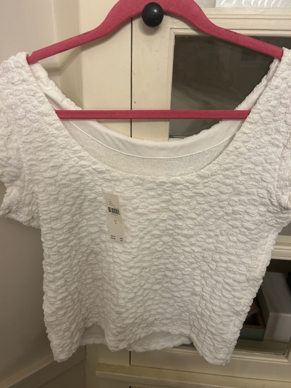Anthropologie Women’s Textured White Short-Sleeve Top - Classic Comfort